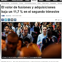 El valor de fusiones y adquisiciones baja un 11,7 % en el segundo trimestre